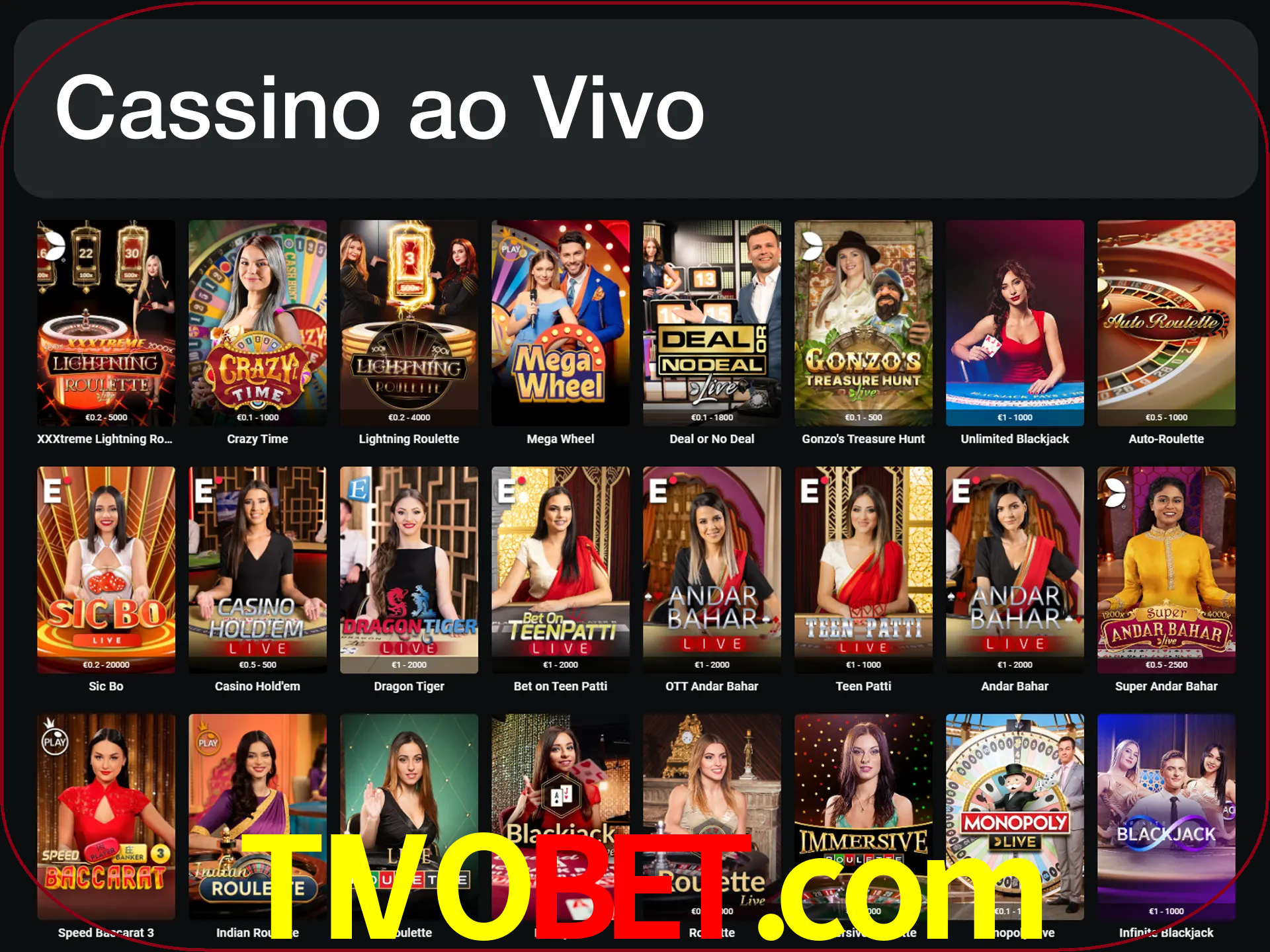 Jogue jogos de cassino com um verdadeiro dealer.