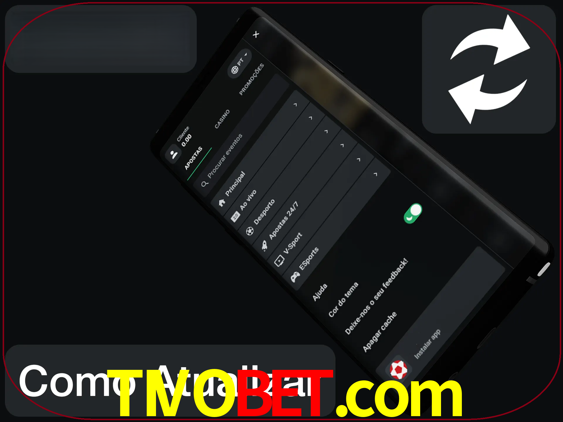 O aplicativo é atualizado automaticamente quando você faz o login.