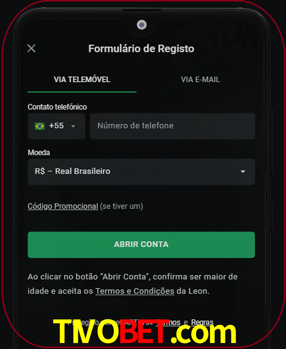 Abra o aplicativo e inicie o processo de registro.